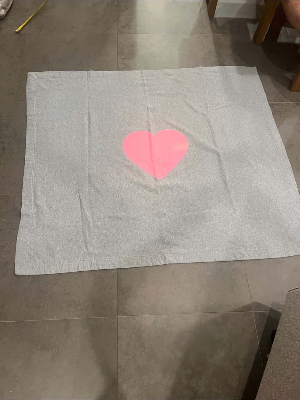 56” x 49” Unbranded Gray cotton fleece Pink Heart throw NWOT